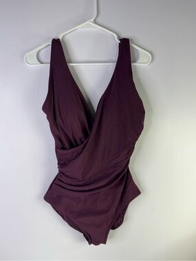 LL Bean Women's Shaping Swimwear‎ Tanksuit Royal Plum 12 UPF 50
